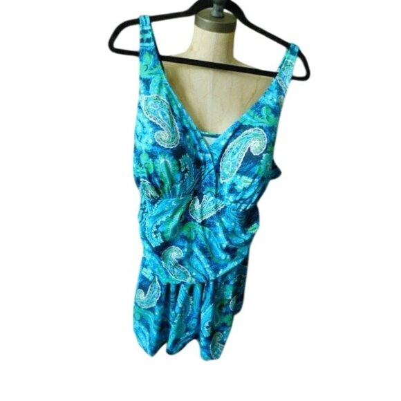 d& Co.  Size 24W Plus Size One Piece Swimsuit Swim Dress One Piece New - Picture 1 of 3